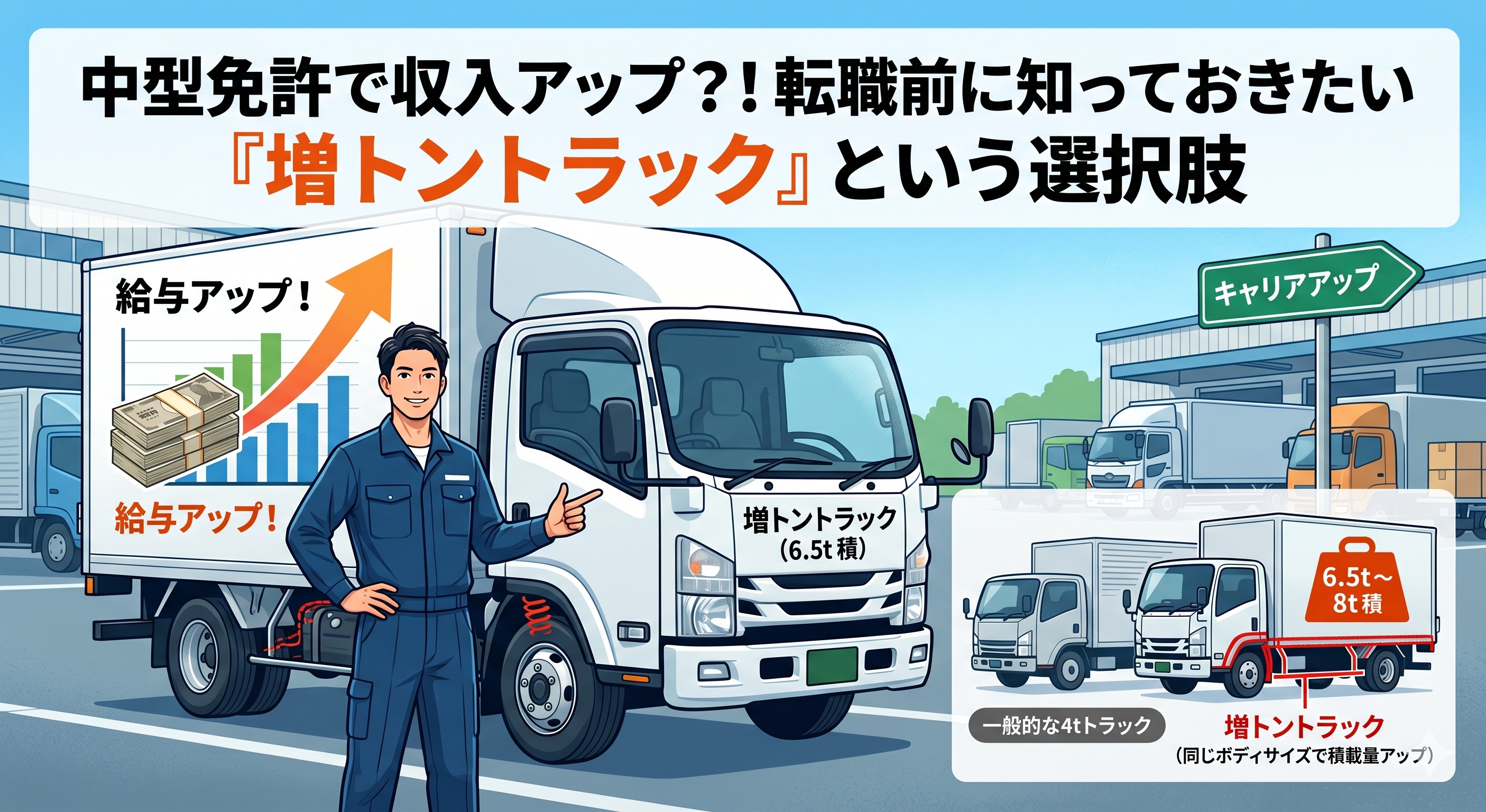 中型免許で収入アップ？！転職前に知っておきたい「増トントラック」という選択肢